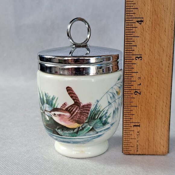 Vtg Royal Worcester England Wren & Finch Birds Large Double Egg Coddler - Picture 11 of 13